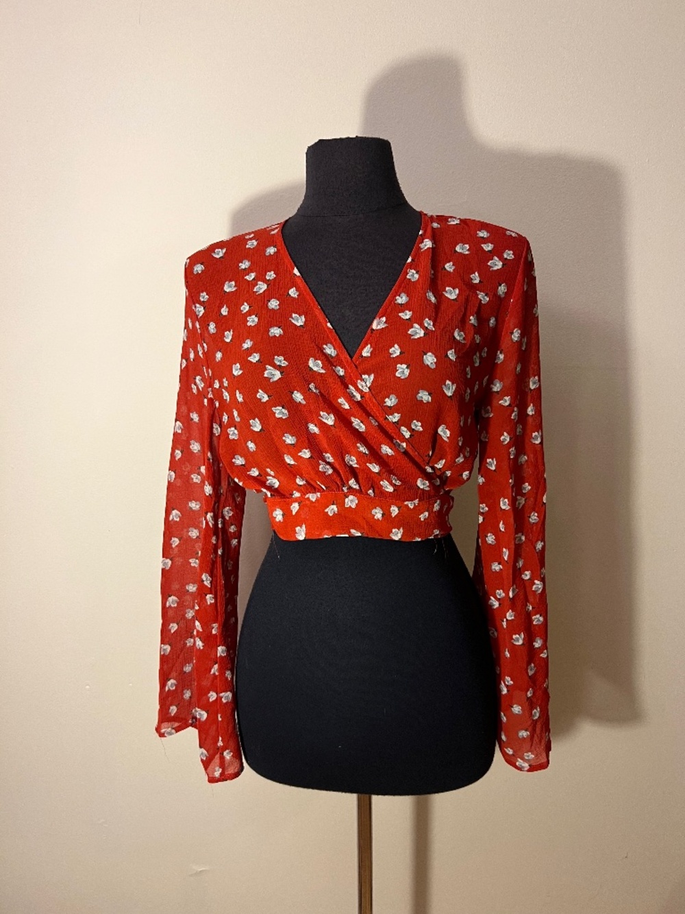 Jjwm Woman Burnt Orange Semi Sheer Wrap Top